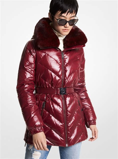 michael kors puffer coat with logo belt|Michael Kors puffer coats women's.